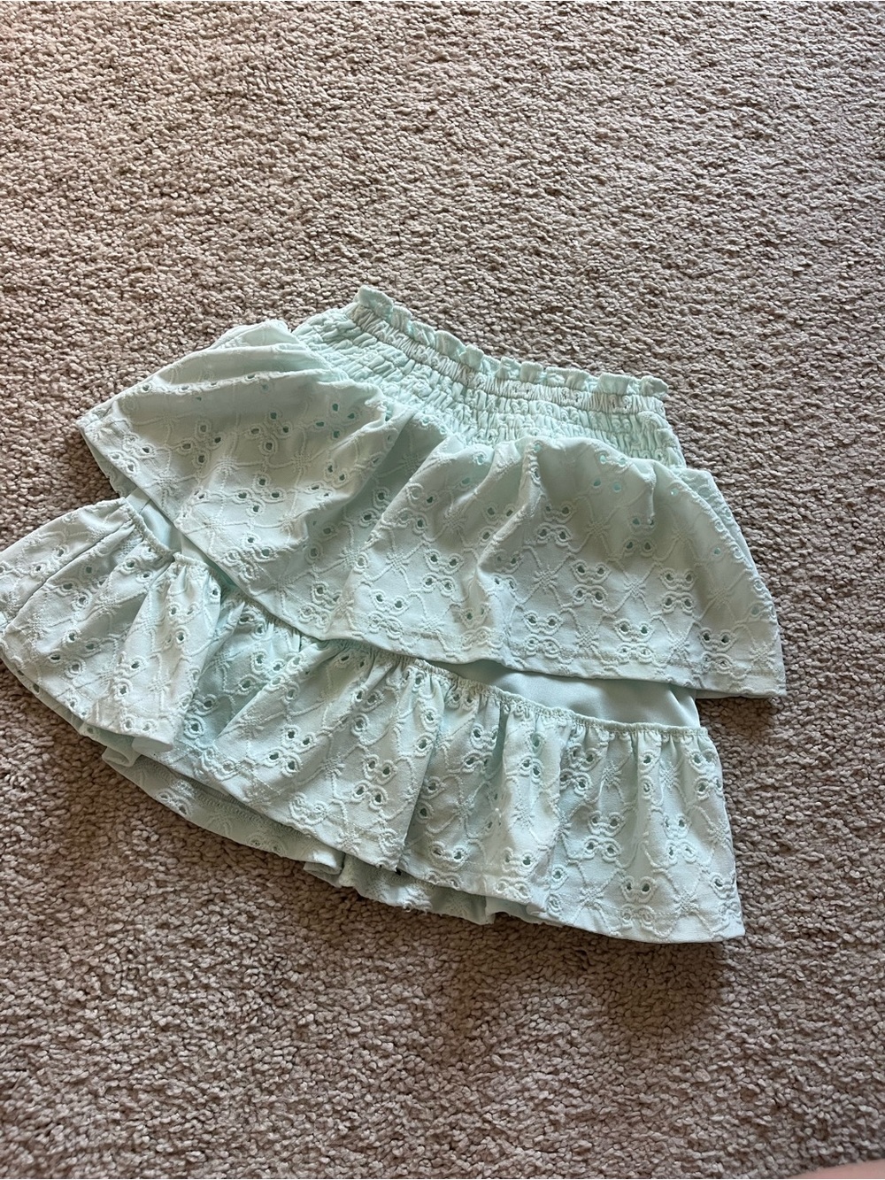 btween Mint Tiered Eyelet Ruffle Skort